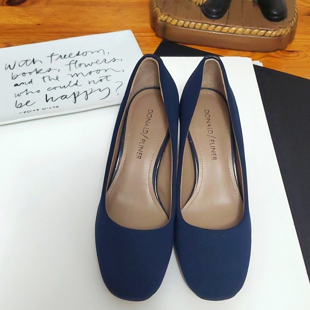Donald J. Pliner Blue Crepe Pumps